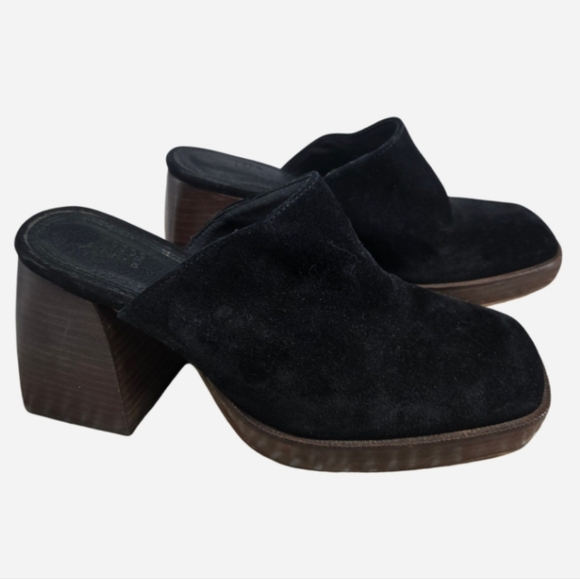 Black Suede Platform Mules 7 - Picture 3 of 12